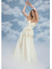 Ivory Pleated Taffeta Slit Unique Wedding Dress Ivory Pleated Taffeta Slit Unique Wedding Dress